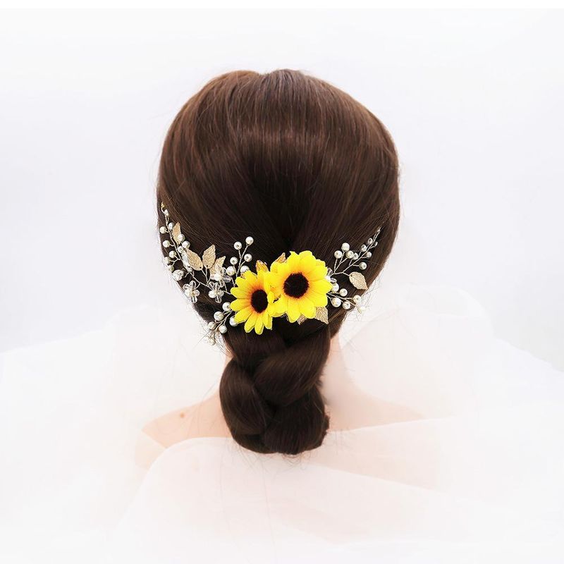 New Fashion Sun Flower Daisy Hair Band Handmade Glass Rhinestone Bride Head Jewelry