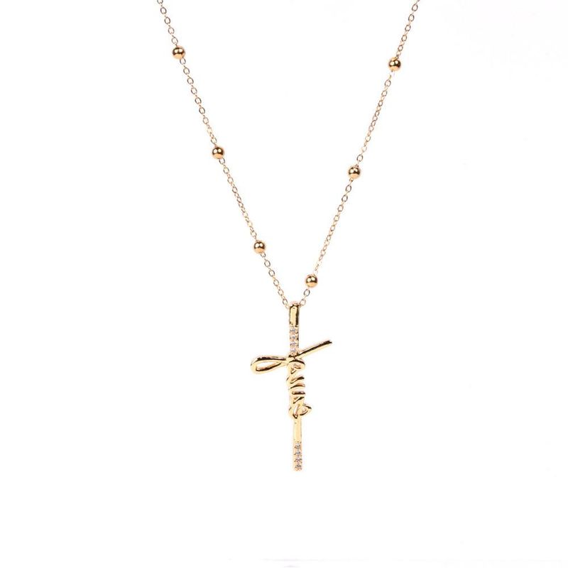 New Fashion Hip-hop Jewelry Stainless Steel Micro-set Zircon Cross Pendant Necklace