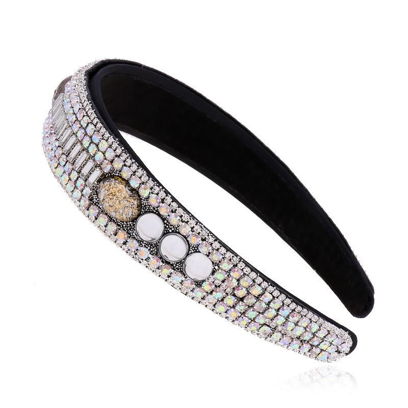 New Fashion Rhinestone Headdress Full Diamond Wide-brimmed Headband Diamond Retro Vintage Headband Wholesale