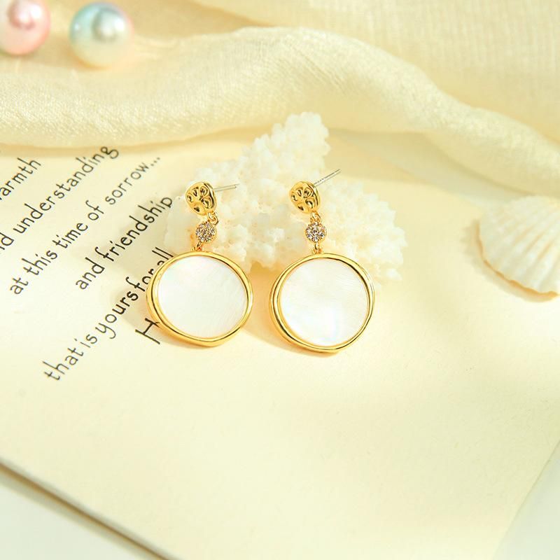 New Fashion Creative Geometric Diamond Shell Pearl Earrings