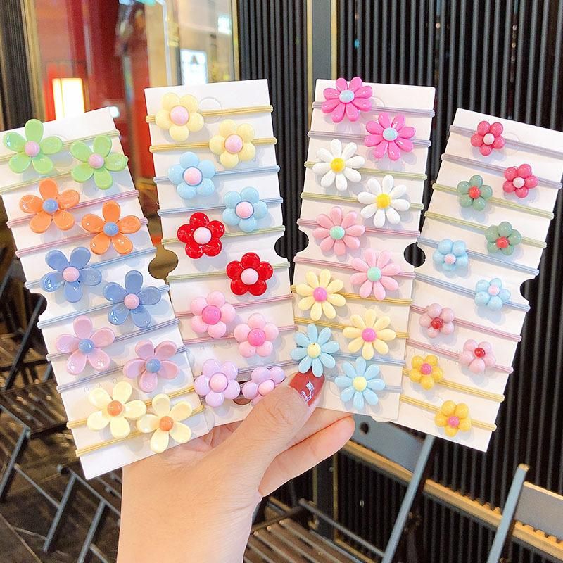 New Fashion Candy Color Cute Flowers Cheap Scrunchies Set Wholesale