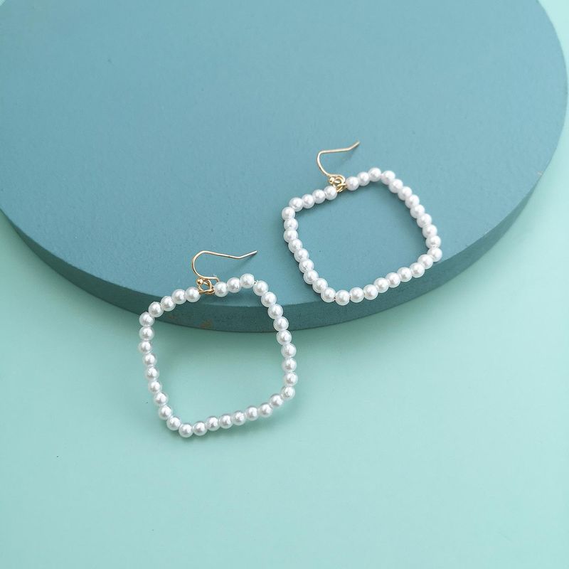 Korea Simple Geometric Square Sweet Pearl Earrings For Women Wholesale