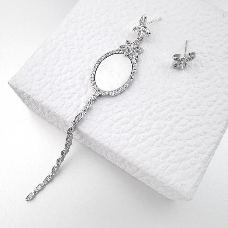 New Fashion 925 Silver Needle Copper Inlay Zircon Asymmetric Earrings Flower Tassel Long Earrings