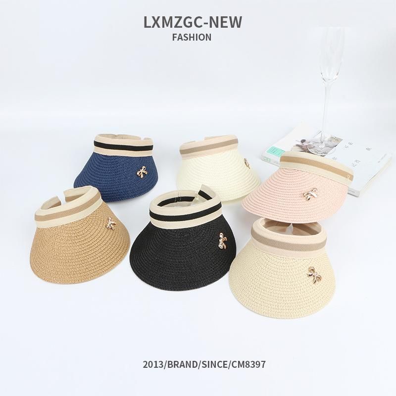 New Summer Outdoor Sun Shade Parent-child Straw Hat Ladies Bow Empty Top Hat Baby Sports Cap