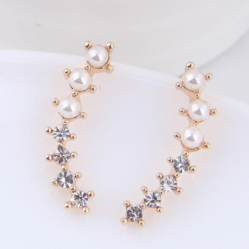 Korean Fashion Sweet Ol Wild Flash Diamond Pearl Earrings Yiwu Wholesale