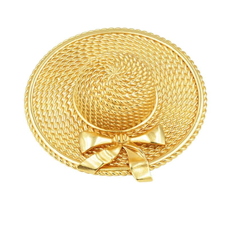 Vintage Straw Hat Pearl Leaf Palace Golden Brooch Wholesale