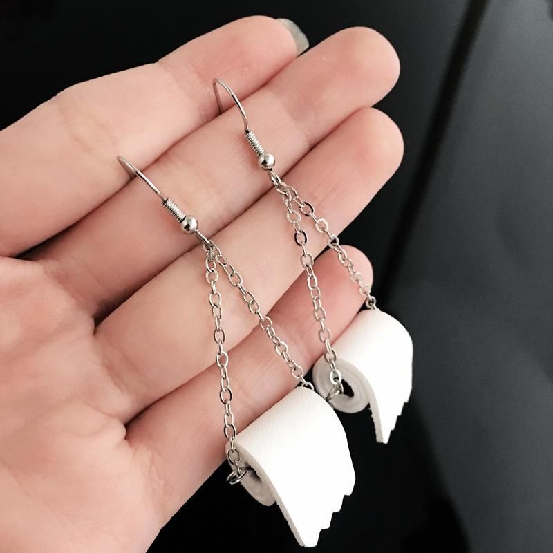 New Fashion Toilet Roll Paper Necklace Toilet Paper Earring Set Wholesale