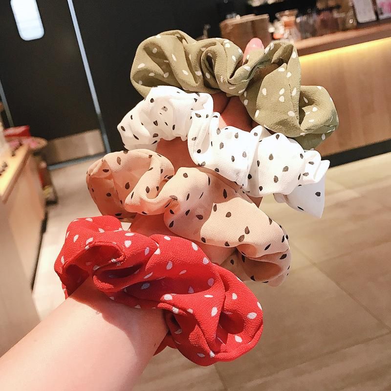 Korean New Sweet And Cute Polka Dot Cheap Scrunchies Wholesale