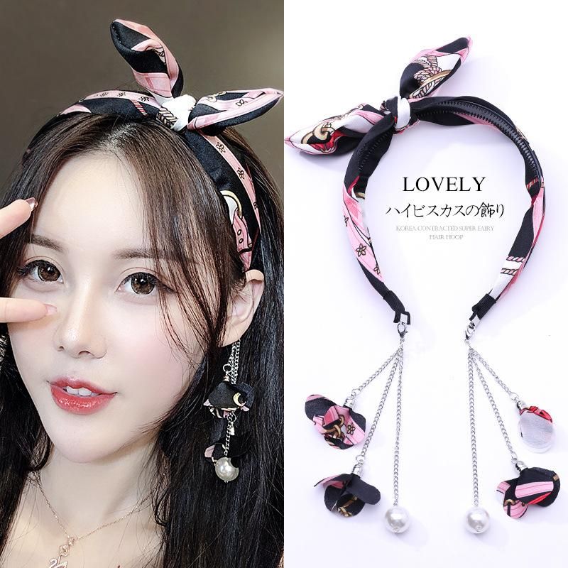 Bowknot Stirnband Haarbündel Weibliche Koreanische Studentin Niedlichen Quaste Streamer Stirnband Internet-promi-mädchen All-match Stirnband Kopfschmuck