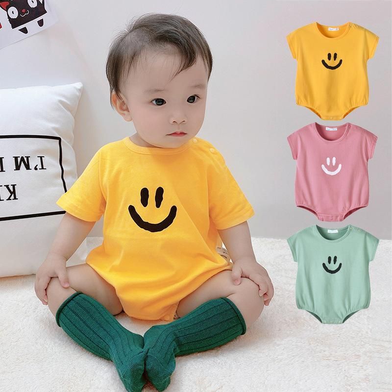 Summer New 0-3 Year Old Female Baby Infant Smile Han Leisure Loose Short Sleeve Wholesale