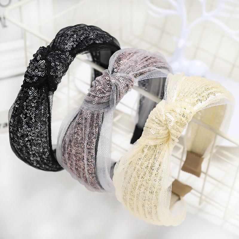 Spring New Mesh Yarn Headband Lace Sequin Cheap Hairband Wholesale