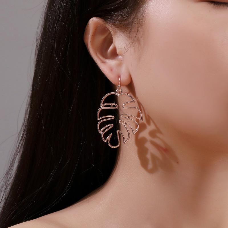 New Fashion Ethnic Style Retro Hollow Leaves Banana Leaf Earrings For Women Wholesale
