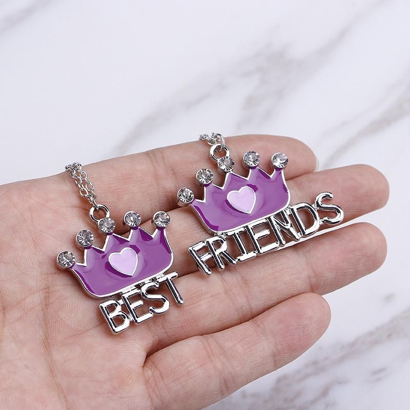 Fashion New Best Friends Crown Love Diamond Necklace Yiwu Nihaojewelry Wholesale