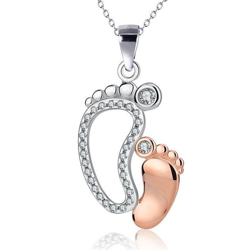 New Fashion Big Feet And Small Feet Pendants Mother&#39;s Day Family Necklace Wholesale