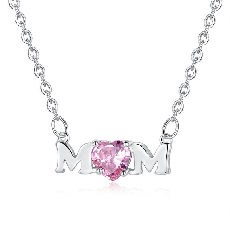 Neue Mom Muttertag Halskette Rosa Herzförmige Zirkon Brief Halskette Mutter Schlüsselbein Kette Geschenk Schmuck