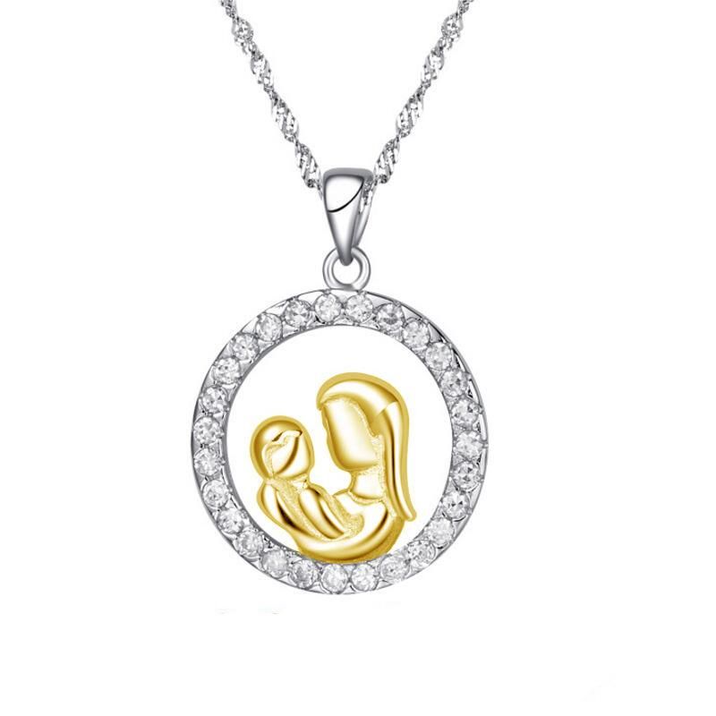 Mother&#39;s Day Necklace Wholesale Zircon Sterling Silver Round Diamond Necklace Yiwu Nihaojewelry Wholesale
