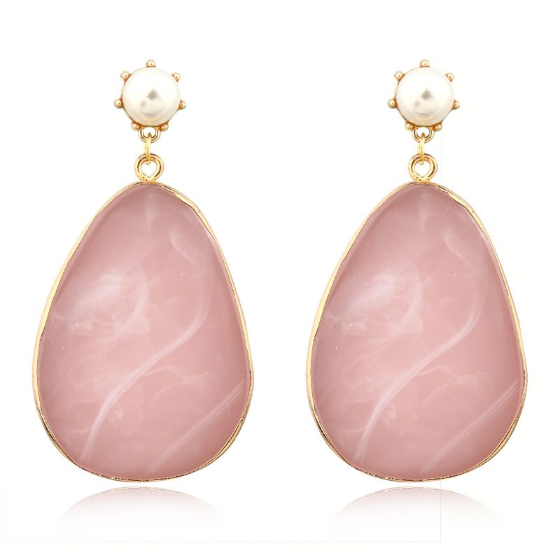 New Fashion Simple  Exaggerated Pearl Imitation Powder Spar Earrings Imitation Agate Piece Earrings Nihaojewelry Wholesale