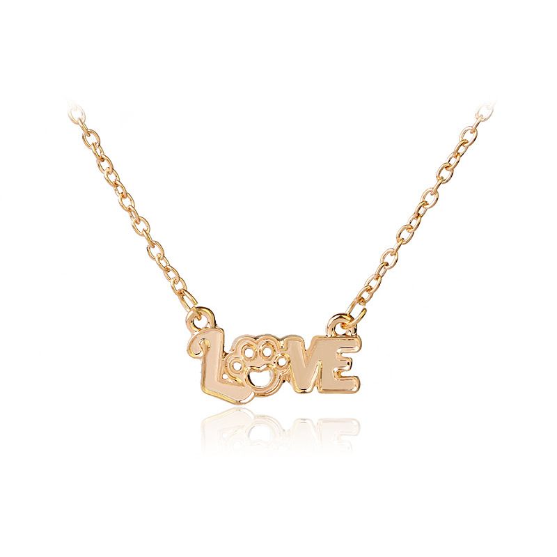 Nouvelle Mode Créative Lettres Amour Évider Amour Chien Griffe Collier Nihaojewelry En Gros