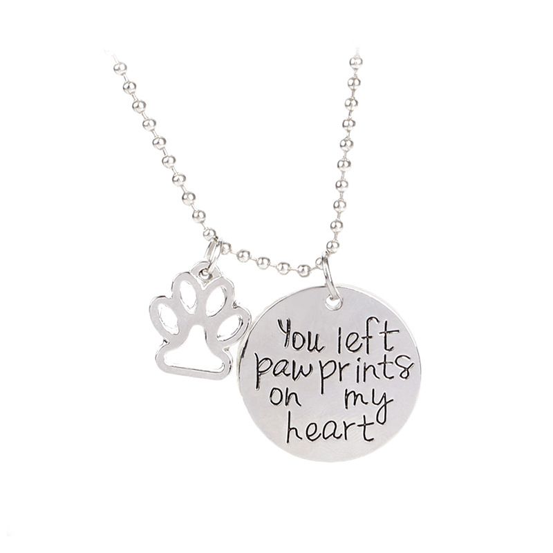 Fashion New  Necklace Letter You Left Paw Prints On My Heart Necklace Nihaojewelry Wholesale