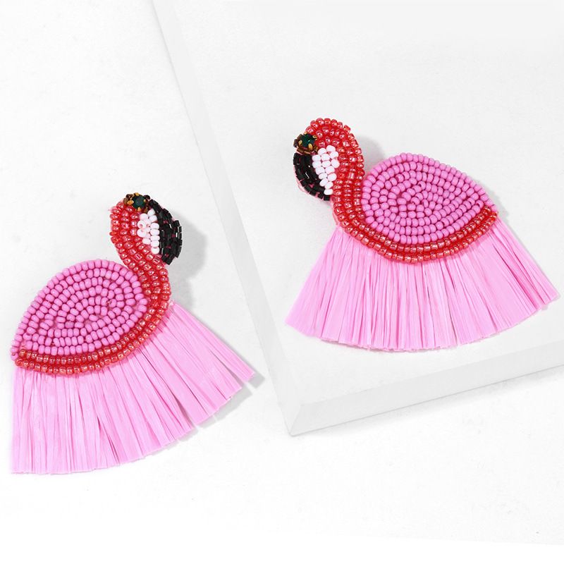 Fashion  Bohemian Earrings Wind Flamingo Earrings Hand-woven Rice Bead Earrings  Nihaojewelry Wholesale