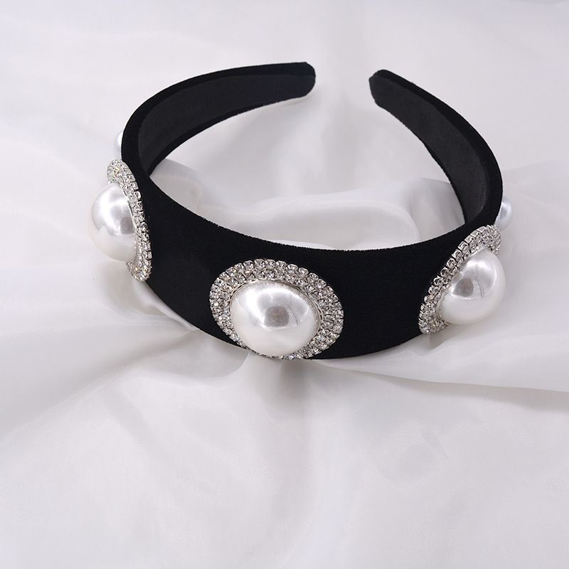 Stirnband Im Koreanischen Stil Retro-stil Barock Strass Perle Breites Samt Stirnband Haarkarte Kopfschmuck Haarband Damen Haarschmuck