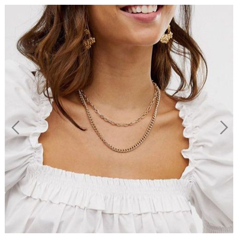 Fashion Simple Metal Necklace Jewelry  Style Double Chain Clavicle Chain   Nihaojewelry Wholesale