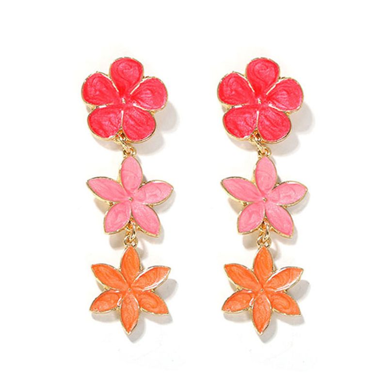 Hot-sale Korean Summer Earrings Floral   Earrings Girl Heart Small Jewelry Wholesale