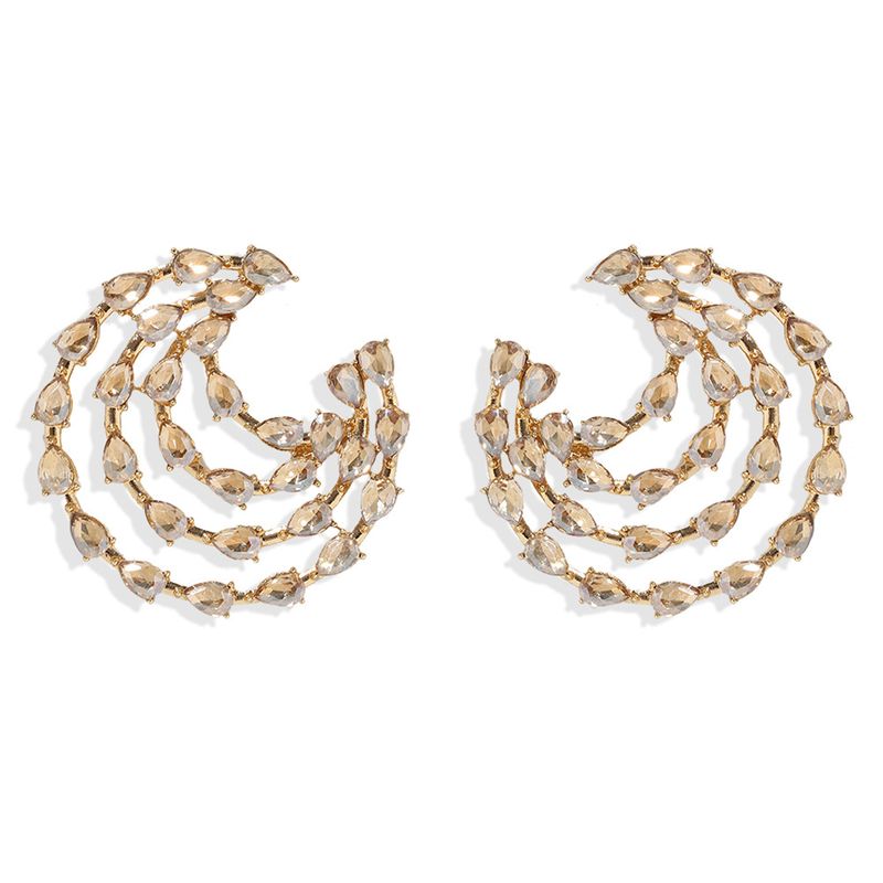 Fashion New  Retro Temperament Drop-shaped Diamond Inlaid Earrings Wholesale