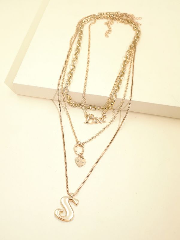 Fashion New  Personality Exaggerated Chain Necklace Multi-layer Letter Necklace  Wholesale