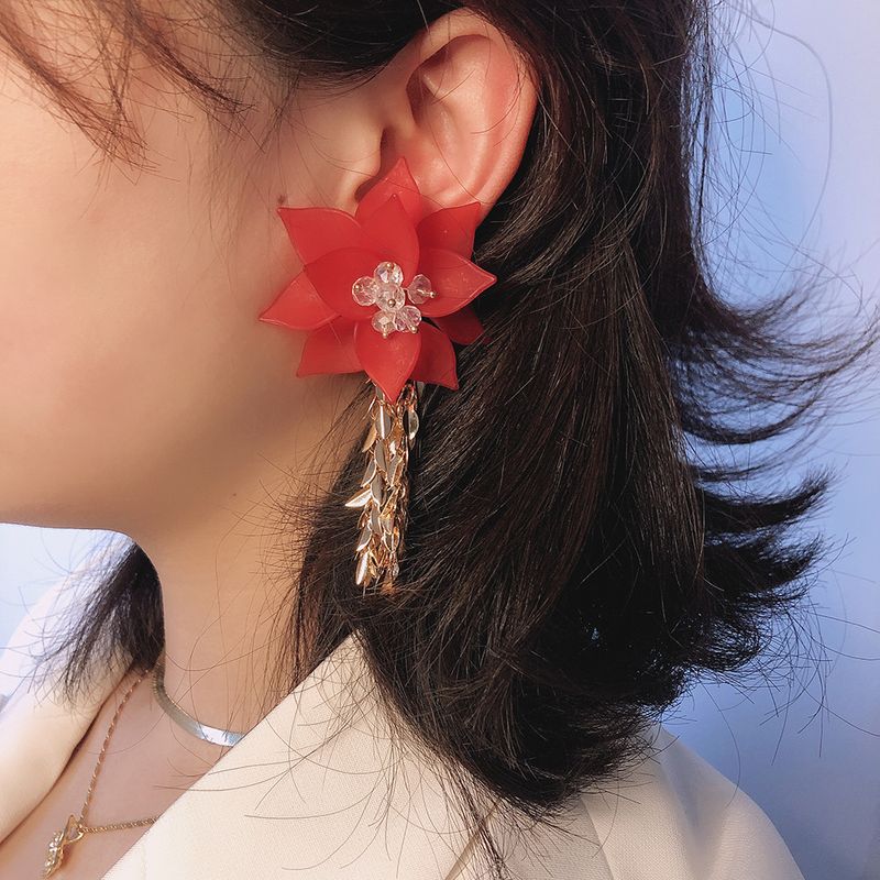New Fashion Color Resin Petal Earrings Long Multi-layer Tassel Earrings Nihaojewelry Wholesale