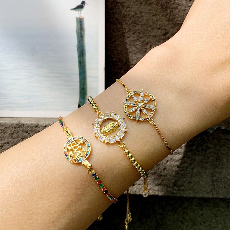 New  Love Letters Exaggerated Bracelet Women Wholesale Madonna Six-pointed Star Bracelet Fashion Colorful Zircon Bracelet