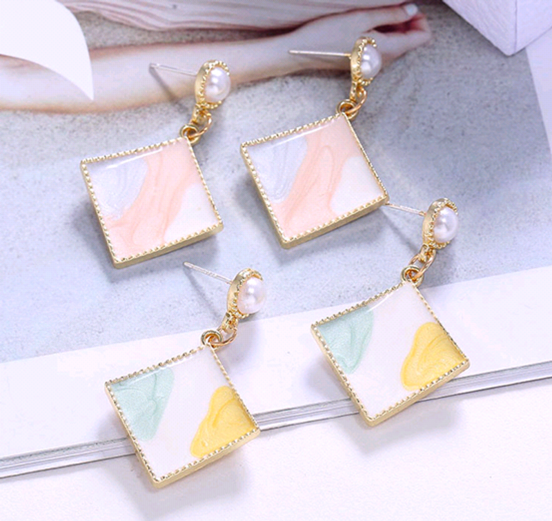 Korean Fashion Sweet And Simple Geometric Square Personality Temperament Earrings