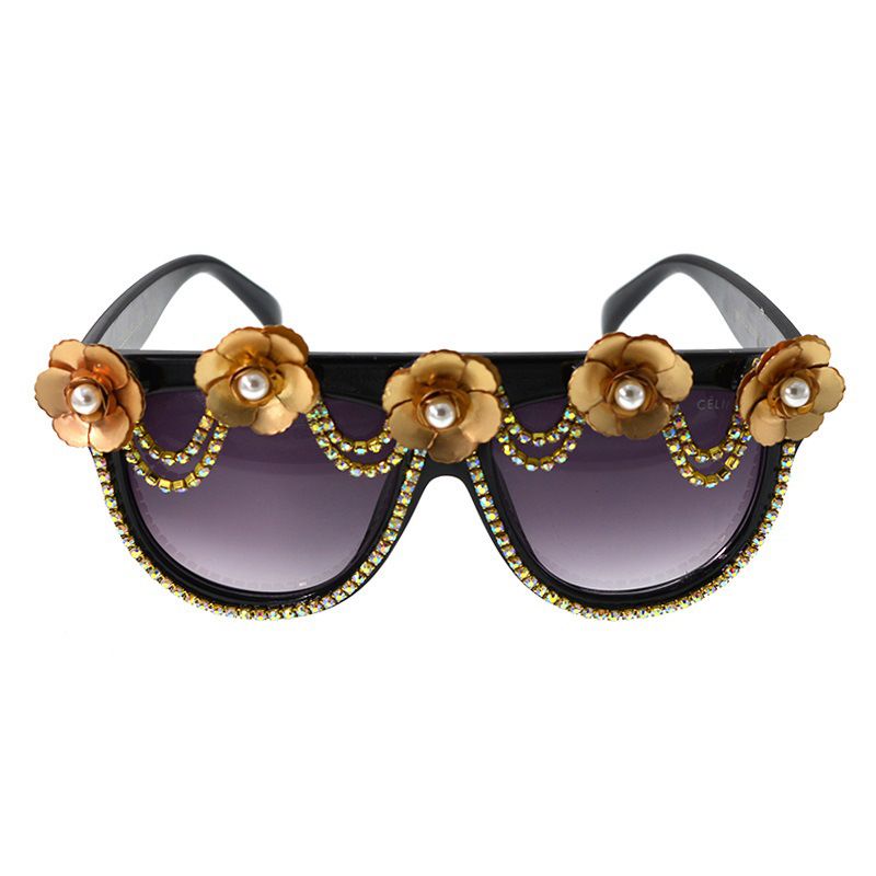 Summer Retro Fashion  Retro Charming Elegant Cat Eye Diamond  Sunglasses Flower Crystal Sunglasses Nihaojewelry Wholesale