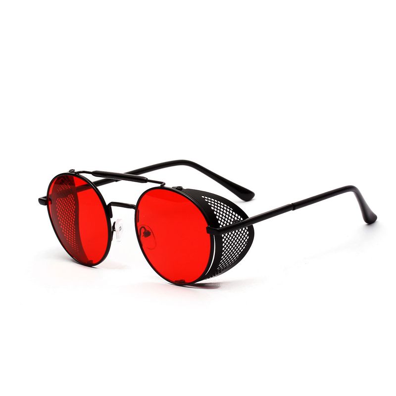 Fünf-blumen-pferde Brille D2009 Metall Rahmen Hohle Runde Sonnenbrille Männer Rote Film Retro Steampunk Sonnenbrille Frauen