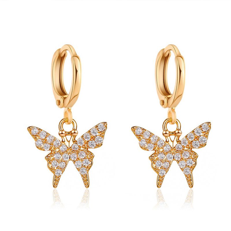 Korean Fashion Earrings Temperament Diamond Small Butterfly Earrings Ear Buckle Super Fairy Forest Simple Earrings