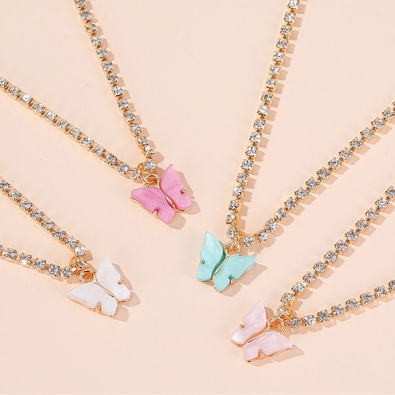 Butterfly Necklace Wild Colorful Butterfly Clavicle Chain Temperament Simple Butterfly Pendant Wholesale