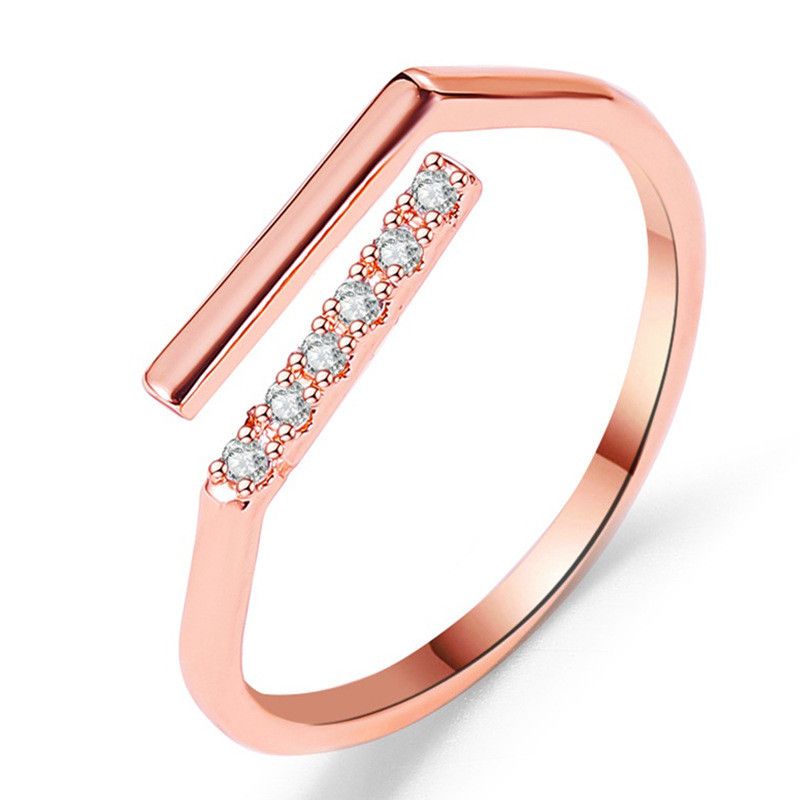 New Simple Word Ring Niche Design Sense Simple Zircon Line Opening Index Finger Ring