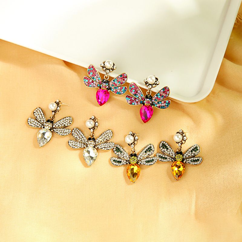 Korean Fashion 925 Silver Needle Earrings Personalized Diamond Retro Earrings Mori Girl Wild Bee Earrings Wholesale