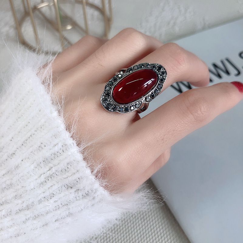 Geometric Wild Temperament Exaggerated Personality Index Finger Ring Creative Design Sense Diamond Retro Ring Wholesale