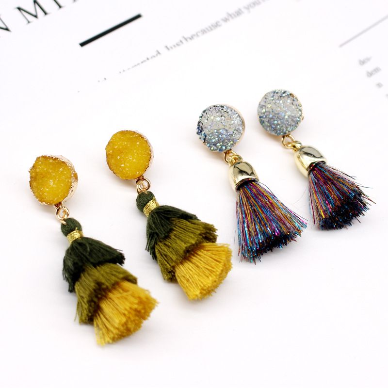 Fashion Jewelry Imitation Natural Stone Tassel Earrings Multi-layer Earrings Imitation Crystal Bud Resin Earrings