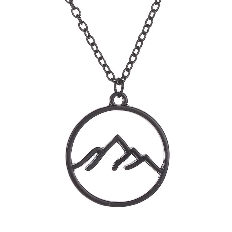 Necklace Round Hollow Necklace Pendant Fashion Mountain Folded Mountain Geometric Hollow Necklace