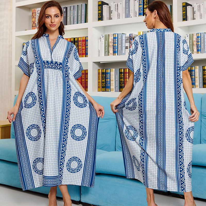 New  Fashion Long  Printing Robe Beach Skirt Loose Large Size Long Skirt Bikini Blouse Sunscreen Shirt Female Long Skirt  Nihaojewelry Wholesale