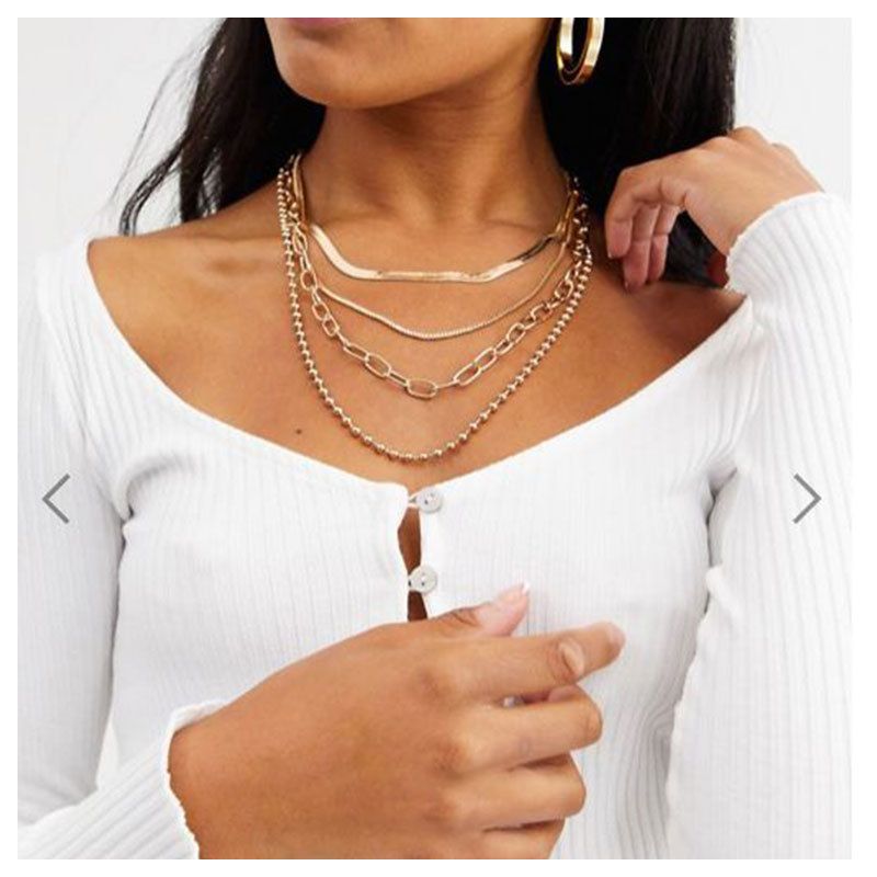 Fashion Metal Necklace Wholesale Nihaojewelry Multi-layer Chain Clavicle Chain Necklace Women