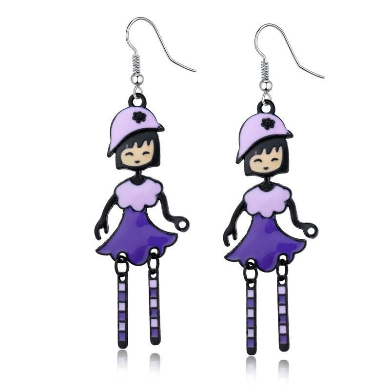 Fashion Little Girl Earrings Wholesale Cartoon Character Earrings 3d Oil Drop Creative Earrings Women's Earrings