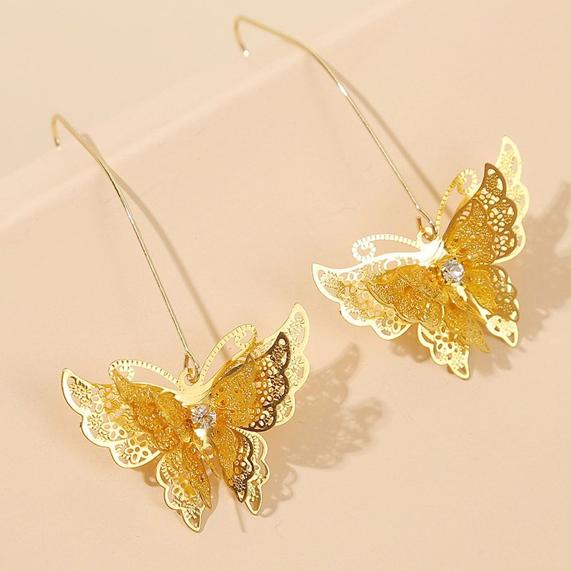 Ear Rings Koreanische Drei Dimensionale Mehr Schicht Ige Schmetterlings Ohrringe Weibliche Europäische Und Amerikanische Persönlichkeit Trend Insekten Ohrringe Schmuck
