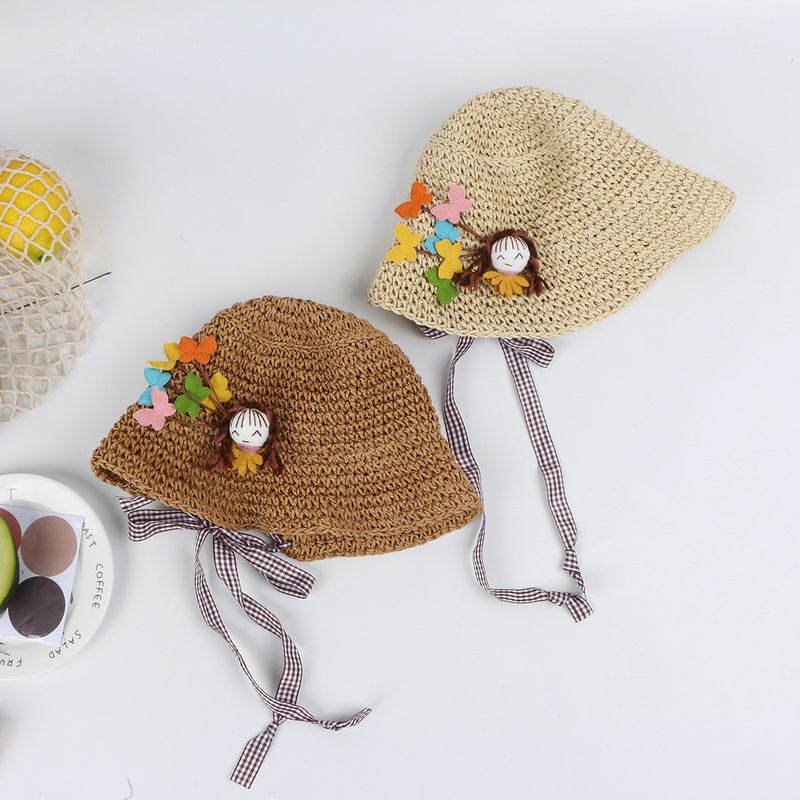 Girls Straw Hat Children Fisherman Hat Baby Breathable Beach Hat Thin Section Boy Sunscreen Sun Hat Sun Hat Summer