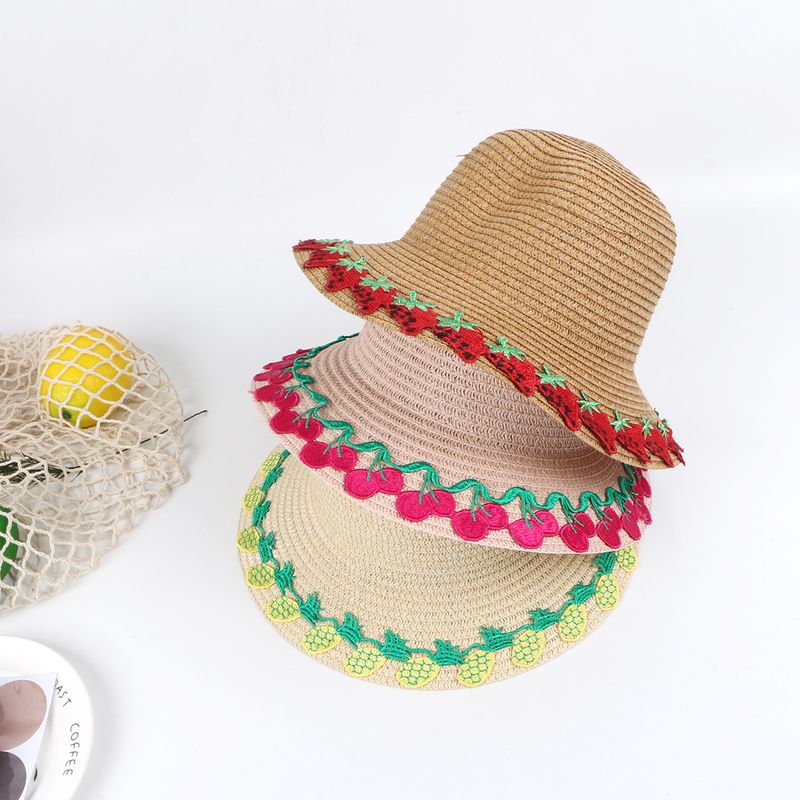 Summer Children's Straw Hat Female Baby Hat Sunscreen Sun Hat Beach Big Eaves Straw Sun Hat Kids Outdoor