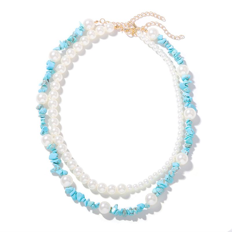Double-layer Pearl Stone Trendy Temperament Necklace Street Shooting Fashion Dual-use Crushed Stone Necklace Wholesale Nihaojewelry