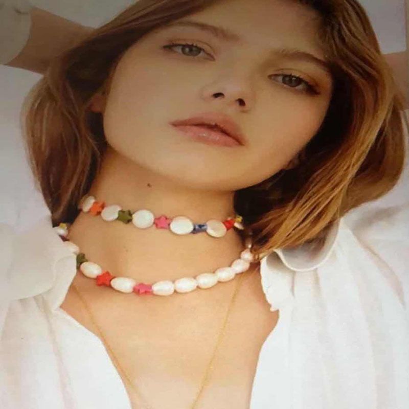 Cross-border Hot Sale Doppels Chicht Perlens Terne Halskette Europäische Und Amerikanische Mode Kleine Frische Mehrzweck-perlens Terne Halskette