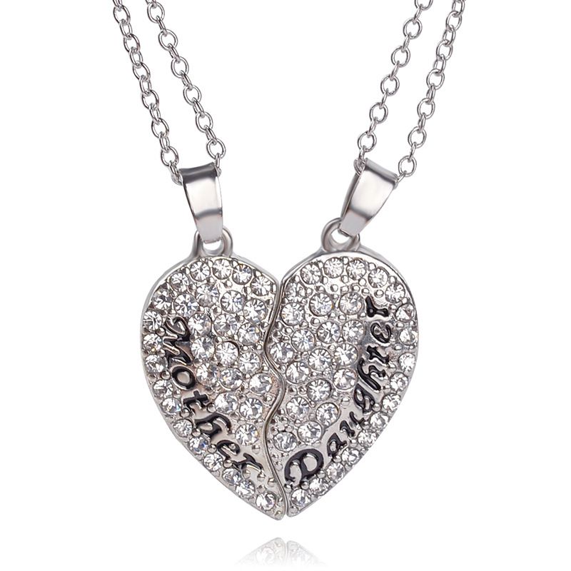 Explosion Of Money Chain Fashion Motherdaughter Mother's Day Gift Love Stitching Pendant Necklace Wholesale Nihaojewelry